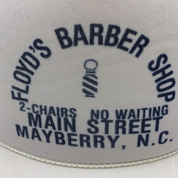 Vintage Floyd’s Barber Shop Mayberry NC white trucker hat SnapBack Andy Griffith - Picture 16 of 16